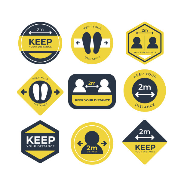 保持距离符号集合矢量插图图片下载