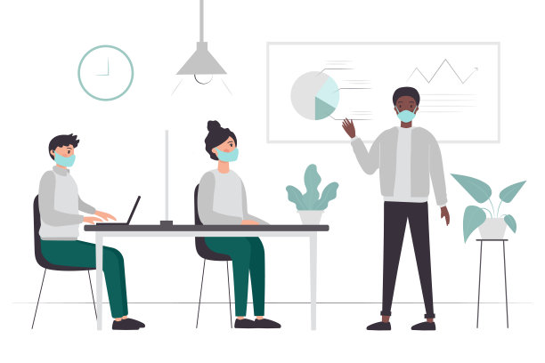 新常态的办公室概念矢量插图图片下载