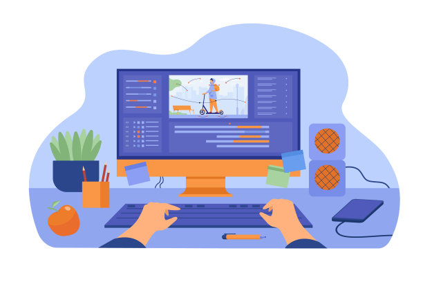 图形动画师的计算机和显示器图片下载