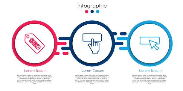 设置行SEO优化，键盘和UI或UX设计。业务信息模板。向量图片下载