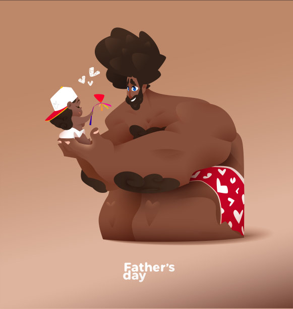 快乐心情的女孩和男人。父亲节图片下载