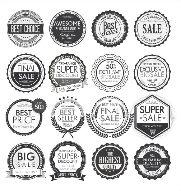 复古销售徽章和标签收集图片下载