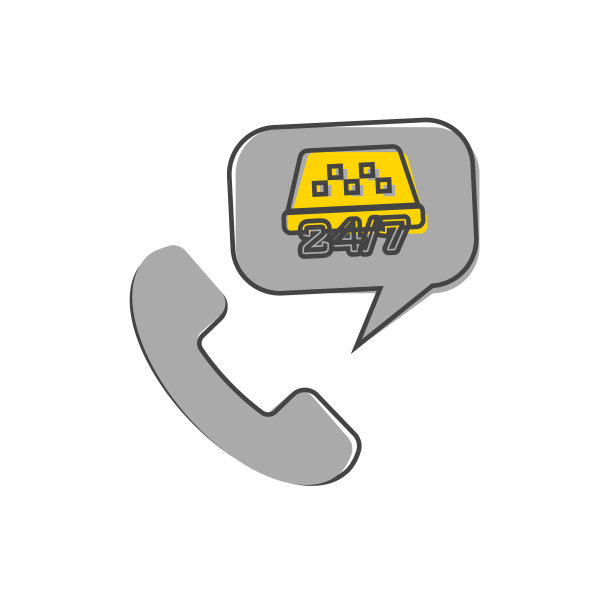 出租车呼叫中心矢量图标卡通风格的白色孤立的背景。图片下载