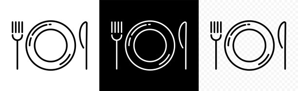 叉子和刀的符号在一个圆圈里。矢量图图片下载