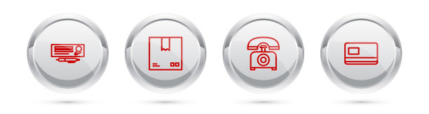 划线银行支票和钢笔，有交通标志的纸板箱，电话和信用卡。银圈按钮。向量图片下载