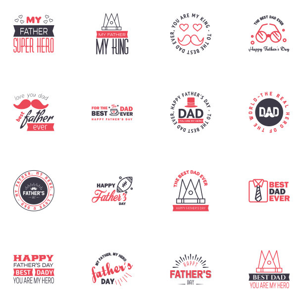 父亲节贺卡设置16黑色和快乐图片下载