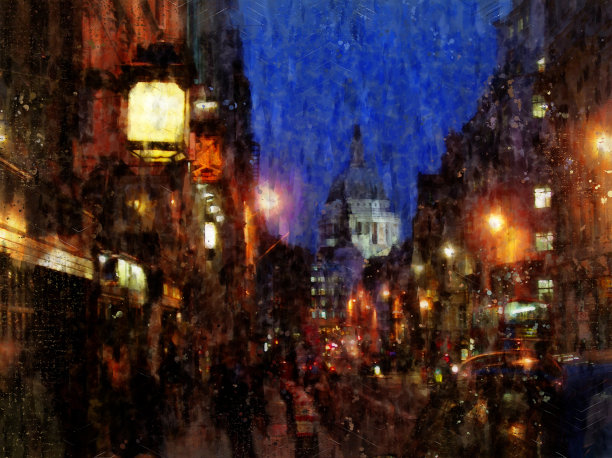 英国伦敦街头的真实照片上的数字艺术效果图片下载