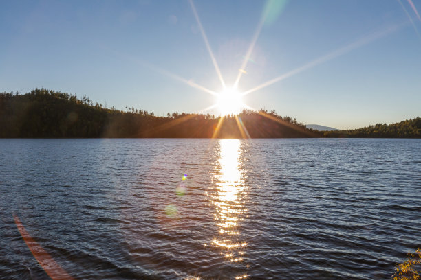 湖边的日落图片下载