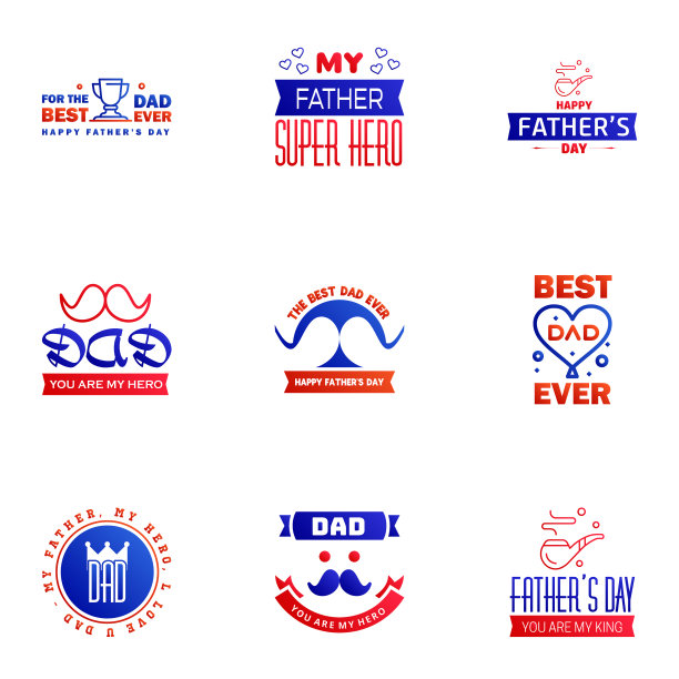 父亲节贺卡9蓝色和红色图片下载