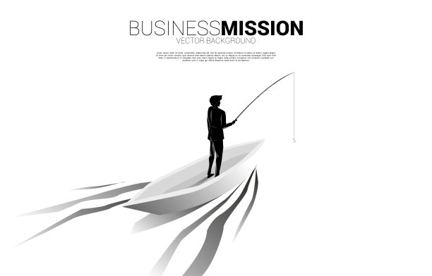 商人在小船上钓鱼的剪影。图片下载