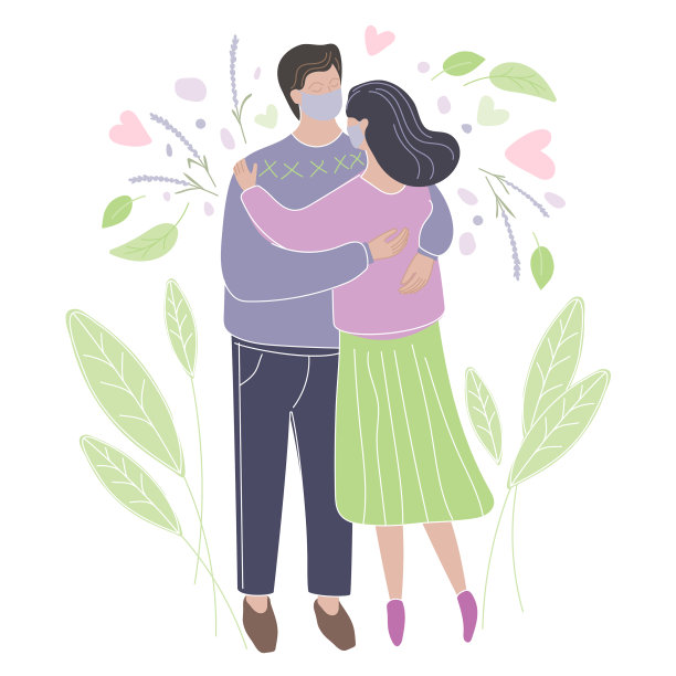 男女约会时戴医用口罩隔离图片下载