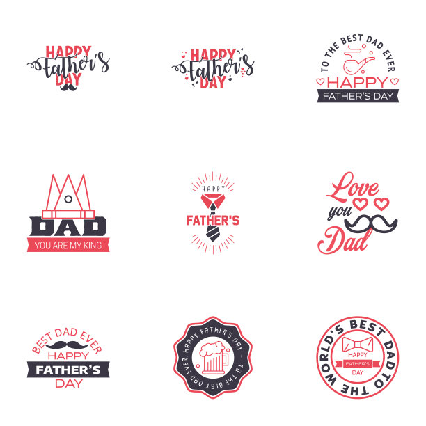 父亲节贺卡9黑色和粉红色图片下载