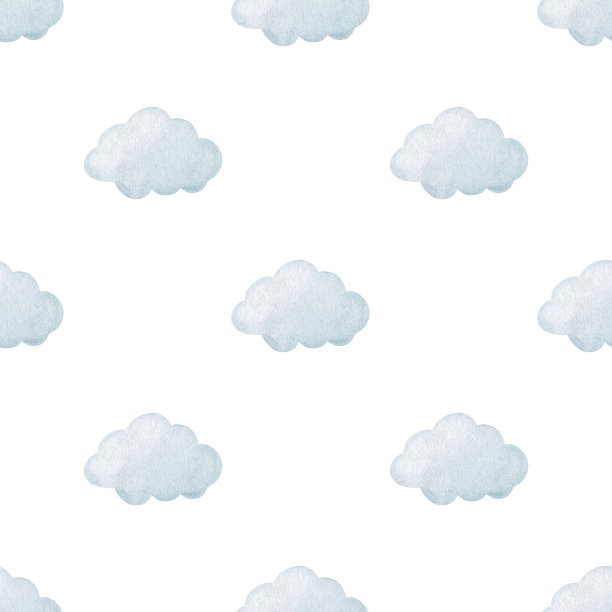 水彩极简无缝图案与蓝云图片下载