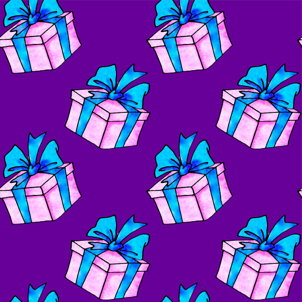 无缝图案与水彩礼品盒。节日背景和纹理。适用于贺卡、包装纸、纺织品、印刷品、生日、情人节、圣诞节、节假日图片下载