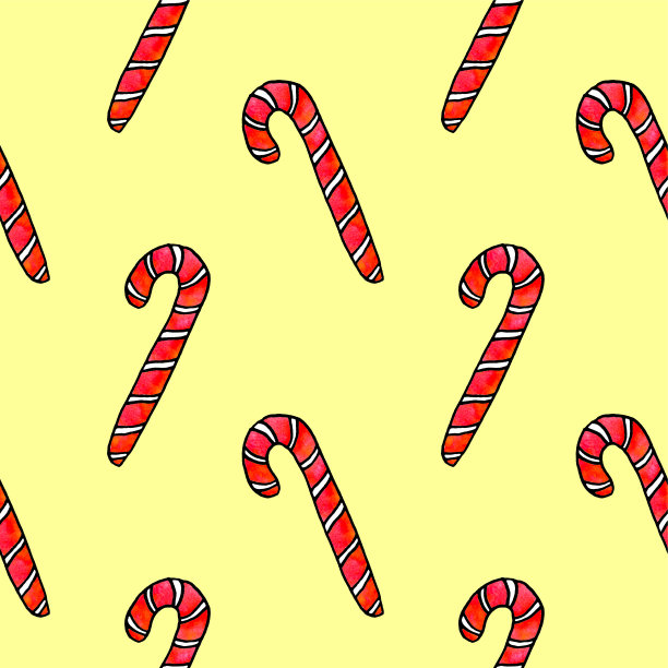 水彩棒棒糖、糖果、棒棒糖无缝手绘图案。新年和圣诞节的背景和纹理。无缝彩色图案贺卡，纸张，织物，日历，印刷品图片下载