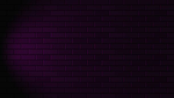 带有粉色霓虹灯的空砖墙和复制空间图片下载