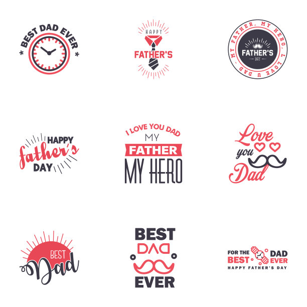 父亲节快乐9黑色和粉红色的排版图片下载