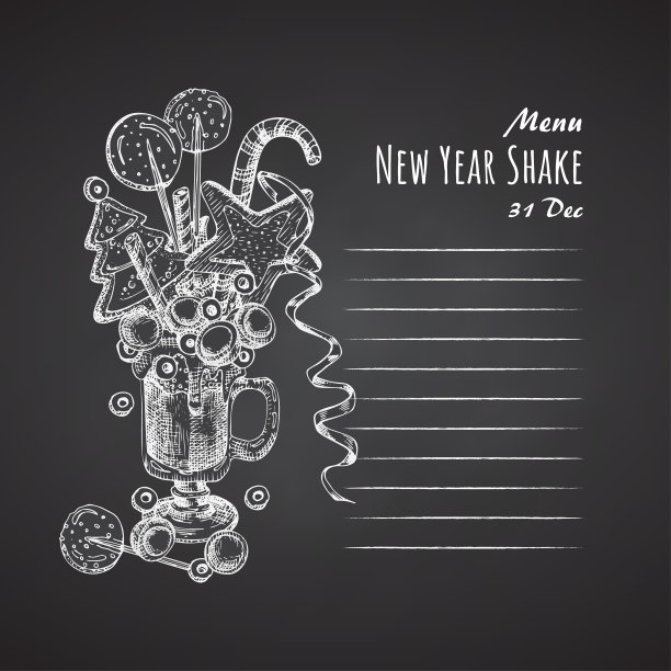 怪兽摇甜品菜单，黑板背景。巧克力，甜甜圈，冰淇淋，糖果，饼干，棉花糖设计用于餐厅，咖啡厅，酒吧图片下载