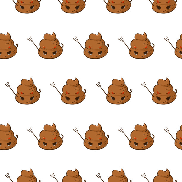 矢量无缝模式与魔鬼便便表情。图片下载