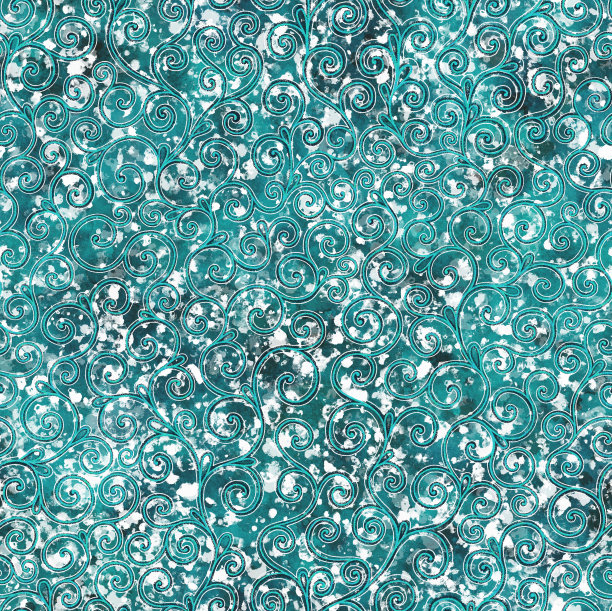 涂鸦曲线无缝模式在蓝绿色图片下载