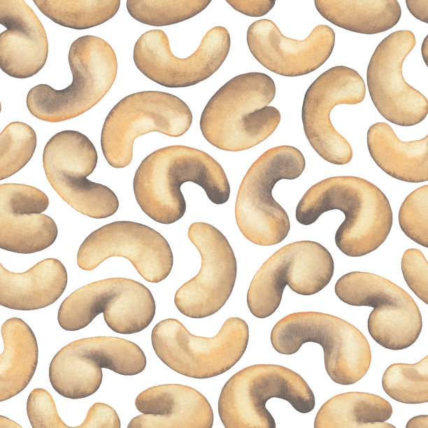 水彩反复无缝腰果图案。图片下载