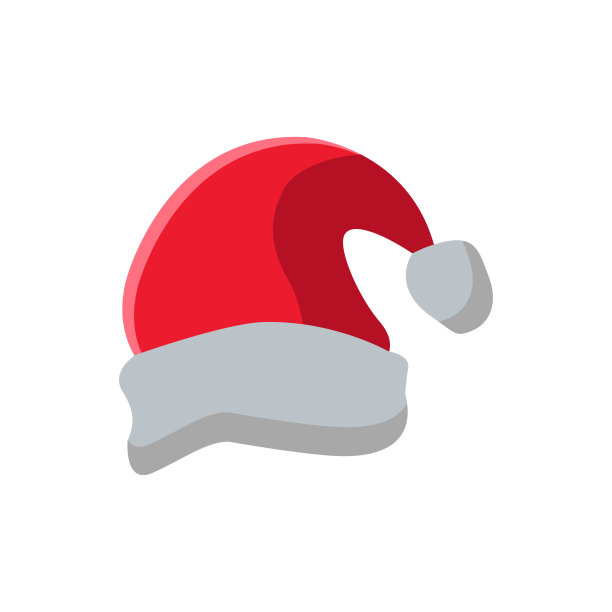 圣诞老人帽子图标的颜色风格矢量插图设计图片下载