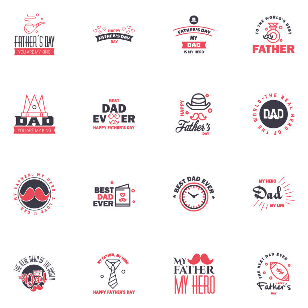 父亲节贺卡16黑色和粉红色图片下载