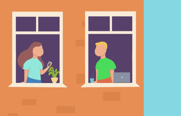 检疫的概念。那些呆在家里做自己事情的人。呆在家里的概念。自我隔离，因冠状病毒而隔离。股票插图图片下载