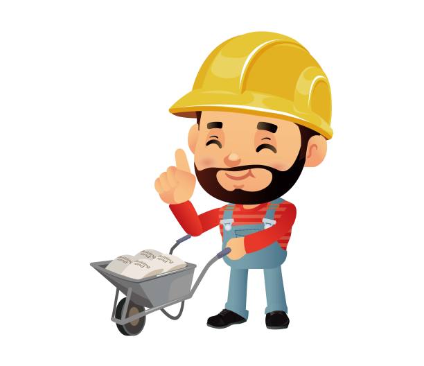 一组不同姿势的工人图片下载