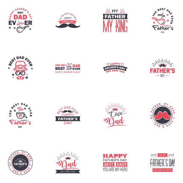 父亲节快乐16黑色和粉色字体图片下载