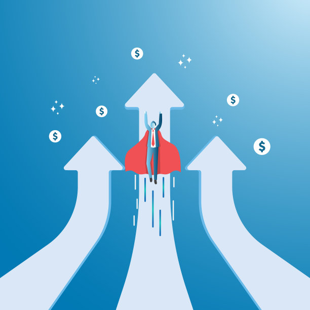 收入工资率增加概念插图与人物性格和箭头。财务业绩的投资回报率。企业利润增长，销售额增长，利润收入以美元为标志图片下载