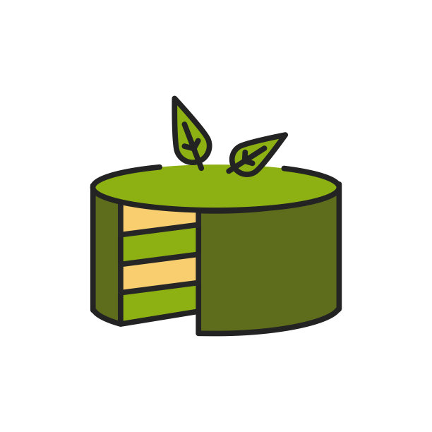 抹茶蛋糕颜色线图标。象形文字用于网页、手机应用、促销。图片下载