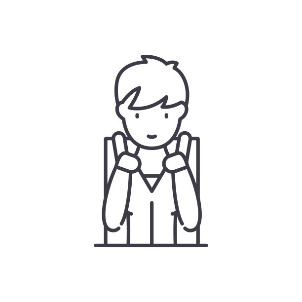 学生图标，线性孤立的插图，细线矢量，网页设计标志，大纲概念符号与可编辑的笔触在白色的背景。图片下载