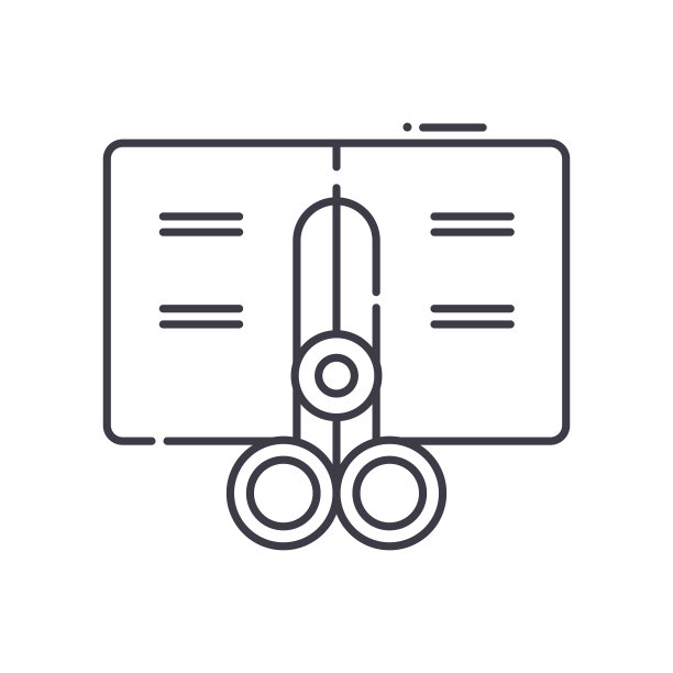 剪刀图标，线性孤立的插图，细线矢量，网页设计标志，轮廓概念符号与可编辑的白色背景笔触。图片下载