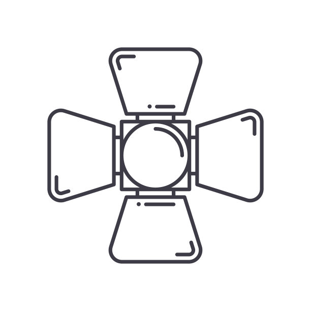 工作室灯图标，线性孤立的插图，细线矢量，网页设计标志，轮廓概念符号与可编辑的白色背景笔触。图片下载