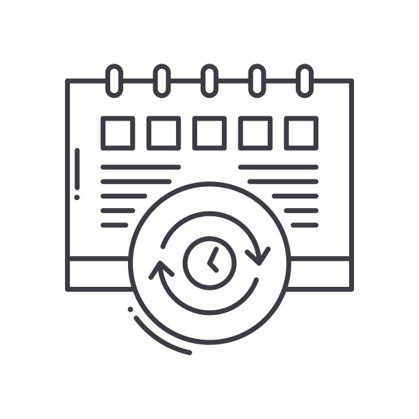 时间表概念图标，线性孤立的插图，细线矢量，网页设计标志，大纲概念符号与可编辑的笔画在白色的背景。图片下载