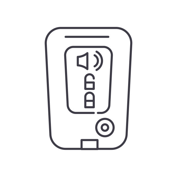 远程无键系统图标，线性孤立的插图，细线矢量，网页设计标志，轮廓概念符号与可编辑的白色背景上的描边。图片下载