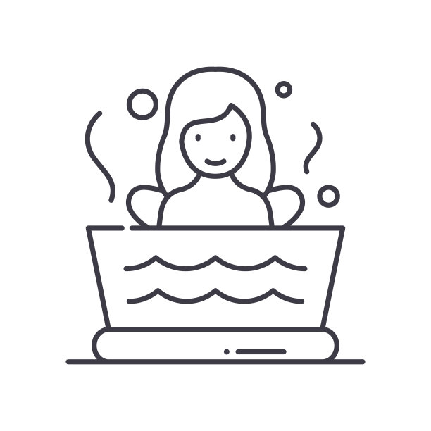 桑拿水疗图标，线性孤立的插图，细线矢量，网页设计标志，轮廓概念符号与可编辑的笔触在白色的背景。图片下载