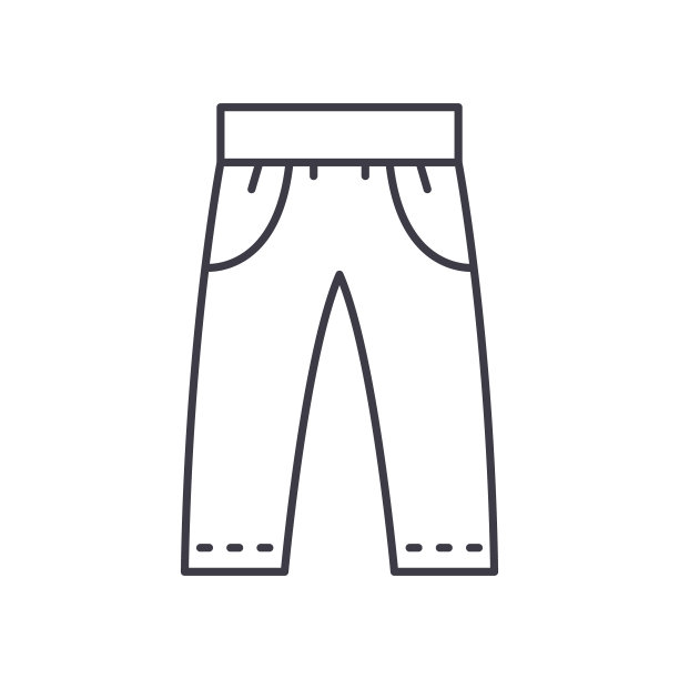 裤子图标，线性隔离插图，细线矢量，网页设计标志，轮廓概念符号与可编辑笔画在白色背景。图片下载