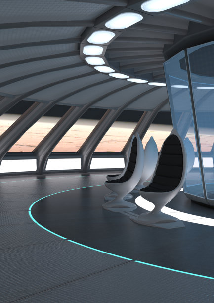 3D插画科幻全景房图片下载