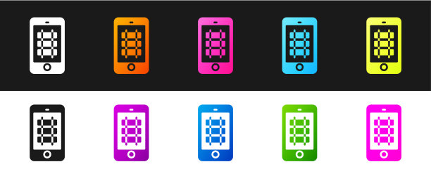 设置在线订票和购买应用程序界面图标孤立的黑白背景。代理商手中排序。屏幕上的电子火车票。向量图片下载