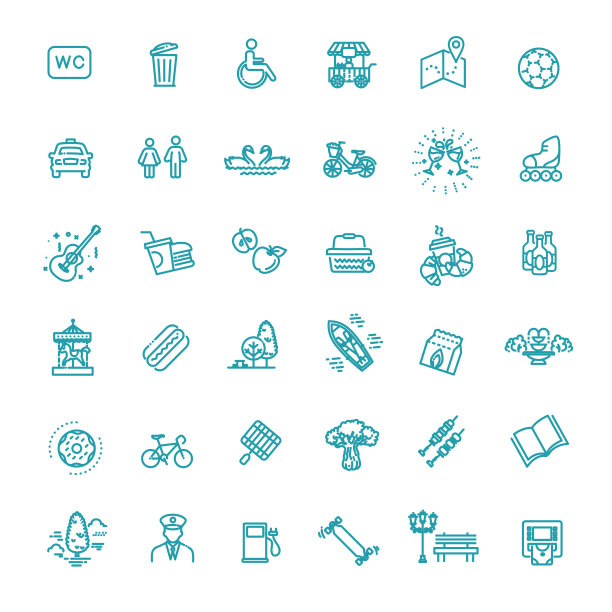 城市公园图标集。空地用于娱乐的空地图片下载