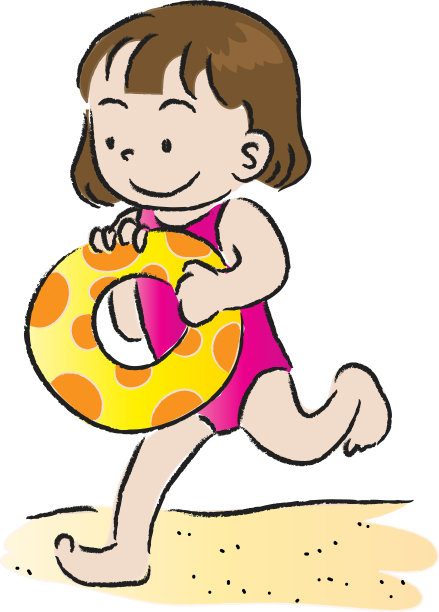 女孩带着游泳圈跑步图片下载
