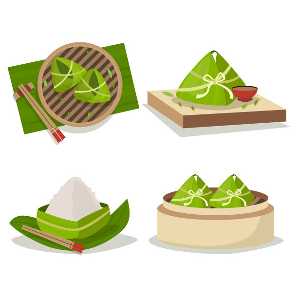 龙舟粽子概念矢量插图图片下载