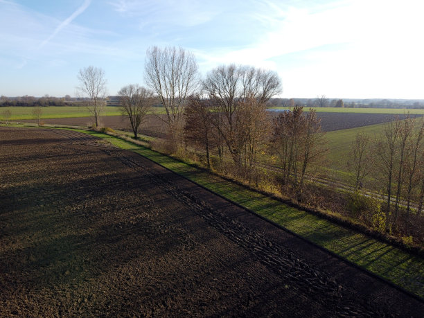 11月一个晴朗寒冷的日子，在巴伐利亚收割的田野图片下载