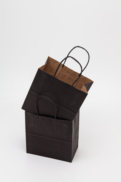 空的黑色购物纸袋在白色的背景图片下载