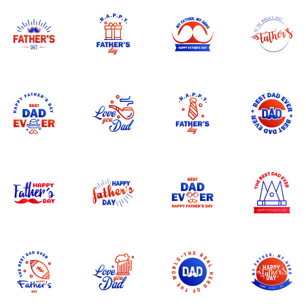 父亲节贺卡一套16蓝色和快乐图片下载