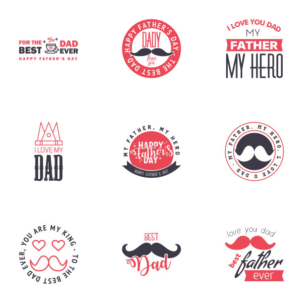 祝父亲节9黑粉文字设计快乐图片下载