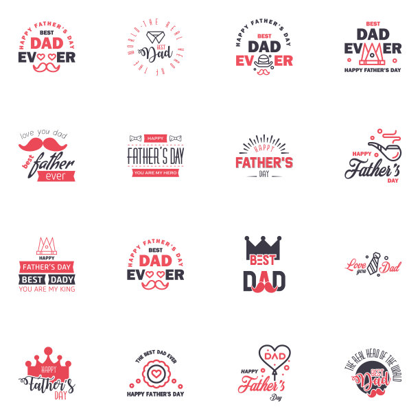 祝父亲节16黑粉文字设计快乐图片下载