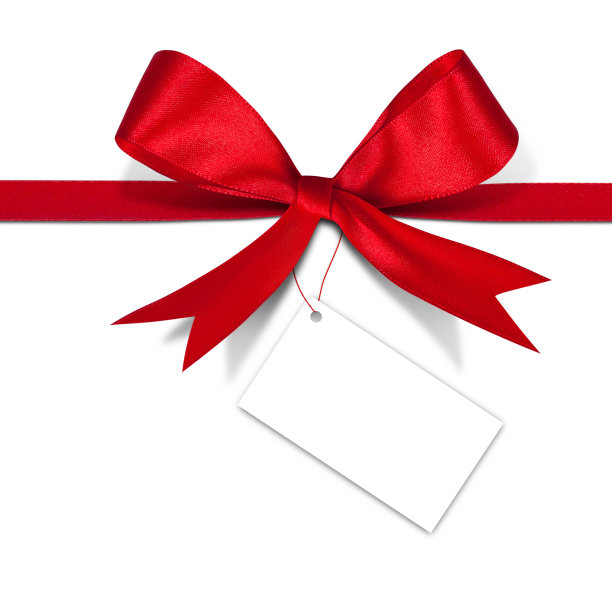 礼品卡备注与彩带孤立的背景图片下载